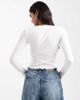 Brave Soul Brave Soul cotton long sleeve T-shirt with lettuce hem in white - 3