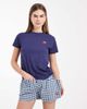 Brave Soul Brave Soul cotton t-shirt and gingham shorts pajama set with cherry embroidery in navy - 1