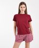 Brave Soul Brave Soul cotton t-shirt and gingham shorts pajama set with chili-pepper embroidery in red - 1