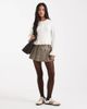 Brave Soul Brave Soul crew neck knit cardigan with ruffle cuffs and hem in ivory-White - 3