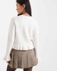Brave Soul Brave Soul crew neck knit cardigan with ruffle cuffs and hem in ivory-White - 4