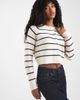 Brave Soul Brave Soul cropped cardigan in cream and navy stripe-Neutral - 1