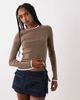 Brave Soul Brave Soul double layer long sleeve tee in mocha-Brown - 1