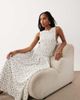Brave Soul Brave Soul drop waist maxi racer dress with shirred bodice in white floral print - 1