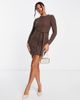 Brave Soul Brave Soul Eddie knit dress with slit in brown - 1
