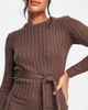 Brave Soul Brave Soul Eddie knit dress with slit in brown - 3
