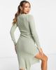 Brave Soul Brave Soul Eddie knit dress with slit in sage green - 1