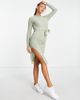 Brave Soul Brave Soul Eddie knit dress with slit in sage green - 2