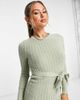 Brave Soul Brave Soul Eddie knit dress with slit in sage green - 3
