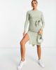 Brave Soul Brave Soul Eddie knit dress with slit in sage green - 4