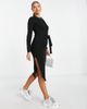 Brave Soul Brave Soul eddie knitted dress with slit in black - 4