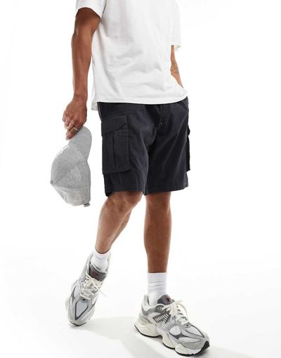 Brave Soul Brave Soul elastic waist cargo shorts in navy