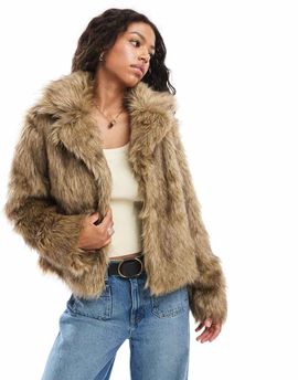 Brave Soul Brave Soul faux fur short jacket in light brown