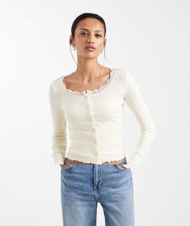 Brave Soul Brave Soul fine knit cami and cardigan set with lace detail in lemon yellow