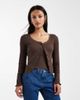 Brave Soul Brave Soul fine knit cami and cardigan set with lace detailing in chocolate brown - 1