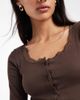 Brave Soul Brave Soul fine knit cami and cardigan set with lace detailing in chocolate brown - 3