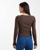 Brave Soul Brave Soul fine knit cami and cardigan set with lace detailing in chocolate brown - 4