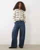 Brave Soul Brave Soul fisherman knit cardigan in stone and navy stripe-Neutral - 2