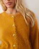 Brave Soul Brave Soul fluffy cardigan with gold buttons in mustard-Brown - 2