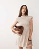 Brave Soul Brave Soul gingham mini dress in brown with ruched bodice and puff sleeves - 1