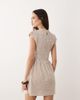 Brave Soul Brave Soul gingham mini dress in brown with ruched bodice and puff sleeves - 4