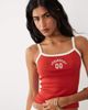 Brave Soul Brave Soul graphic print cropped tank top with contrast piping in red and cream - 1