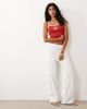 Brave Soul Brave Soul graphic print cropped tank top with contrast piping in red and cream - 3