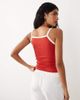 Brave Soul Brave Soul graphic print cropped tank top with contrast piping in red and cream - 4