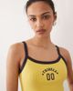 Brave Soul Brave Soul graphic print cropped tank top with contrast piping in yellow and gray - 1