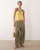 Brave Soul Brave Soul graphic print cropped tank top with contrast piping in yellow and gray - 3