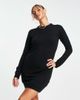 Brave Soul Brave Soul grungy crew neck sweater dress in black - 4