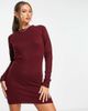 Brave Soul Brave Soul grungy crew neck sweater dress in burgundy-Red - 1