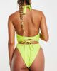 Brave Soul Brave Soul halter cut out wrap swimsuit in neon lime green - 2