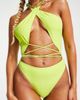 Brave Soul Brave Soul halter cut out wrap swimsuit in neon lime green - 3