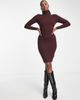 Brave Soul Brave Soul juliet high neck knit sweater dress in port-Red - 1