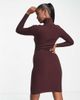 Brave Soul Brave Soul juliet high neck knit sweater dress in port-Red - 4