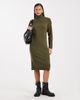 Brave Soul Brave Soul knit turtle neck sweater dress in khaki green - 1