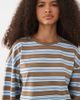 Brave Soul Brave Soul long sleeve boyfriend fit T-shirt in brown, blue and white stripe-Multi - 3