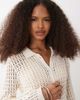 Brave Soul Brave Soul long sleeve crochet knit cardigan in cream-White - 3