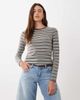 Brave Soul Brave Soul long sleeve fitted jersey top in brown striped print - 1