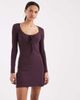 Brave Soul Brave Soul long sleeve jersey mini dress with tie front detail in berry-Purple - 2