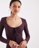 Brave Soul Brave Soul long sleeve jersey mini dress with tie front detail in berry-Purple - 3