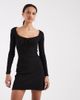 Brave Soul Brave Soul long sleeve jersey mini dress with tie front detail in black - 1
