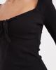 Brave Soul Brave Soul long sleeve jersey mini dress with tie front detail in black - 4