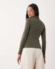 Brave Soul Brave Soul long sleeve ribbed turtleneck top in green - 2