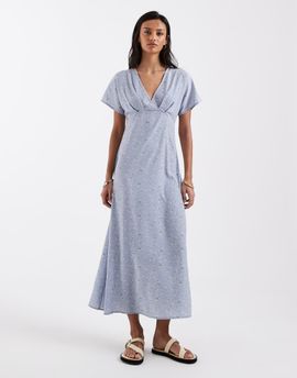 Brave Soul Brave Soul midi tea dress in blue floral ditsy print