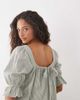 Brave Soul Brave Soul mini dress with puff sleeves in green and white stripes - 2