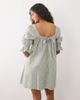 Brave Soul Brave Soul mini dress with puff sleeves in green and white stripes - 4