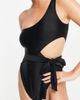 Brave Soul Brave Soul one shoulder cut out swimsuit with removable belt in black - 3
