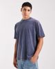 Brave Soul Brave Soul oversized 240gsm acid wash T-shirt in dark blue - 1